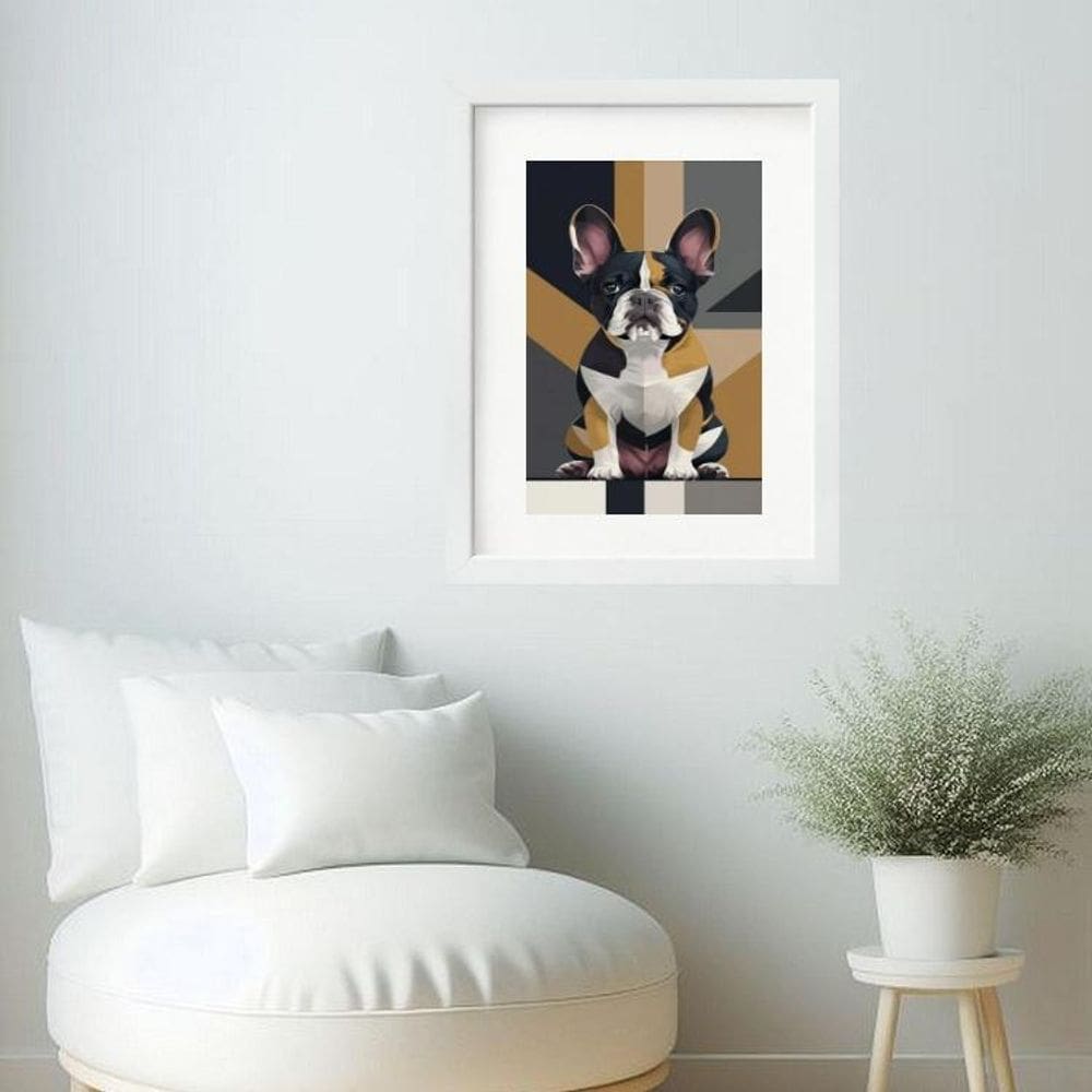 Quadro Arte Geométrica Bulldog Francês- 60X48Cm