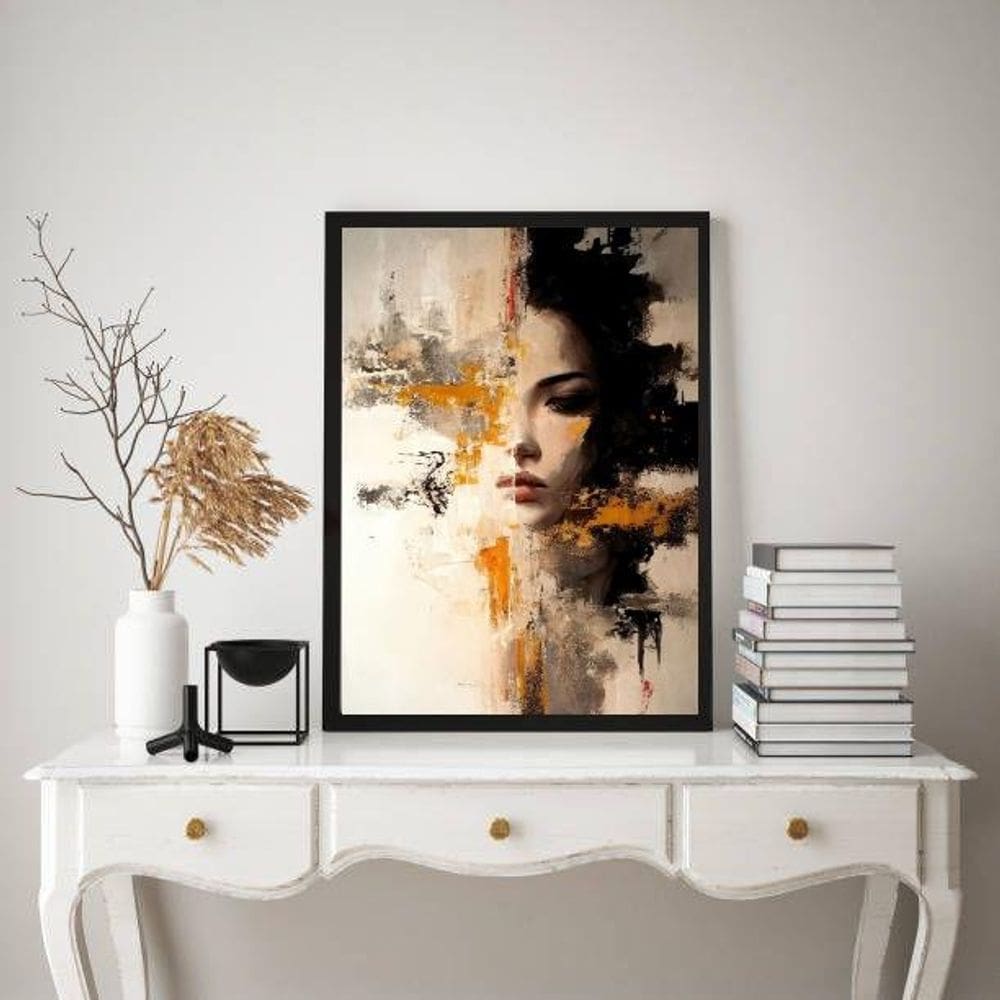 Quadro Metade Mulher Metade Abstrato 24X18Cm
