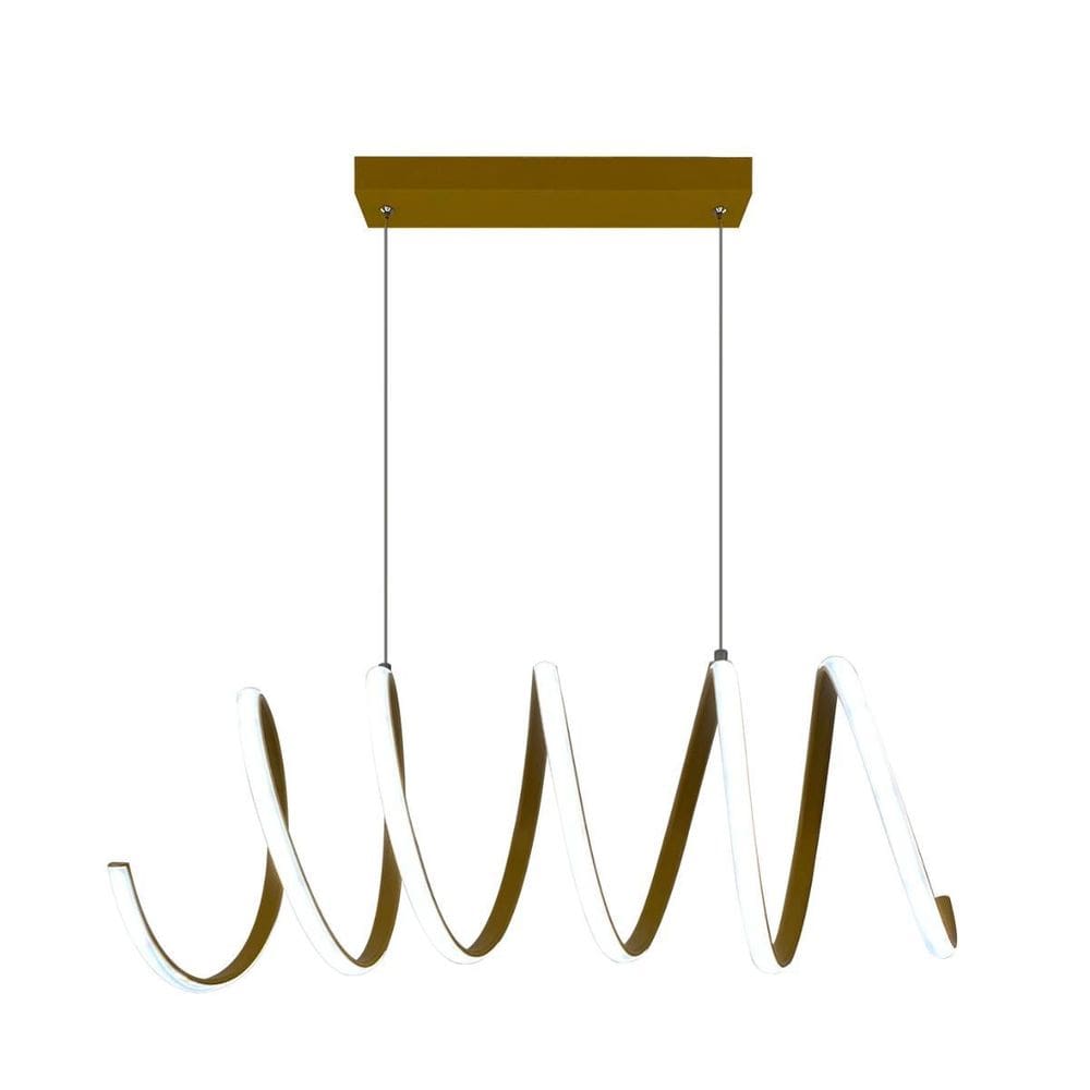 Luminária Pendente Espiral Dourado 50Cm Led 3 Em 1