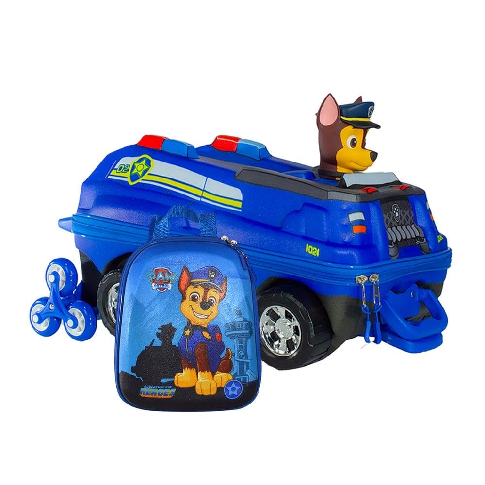 Mochila Rodas Triplas 3D Lancheira Patrulha Canina Chase Spy