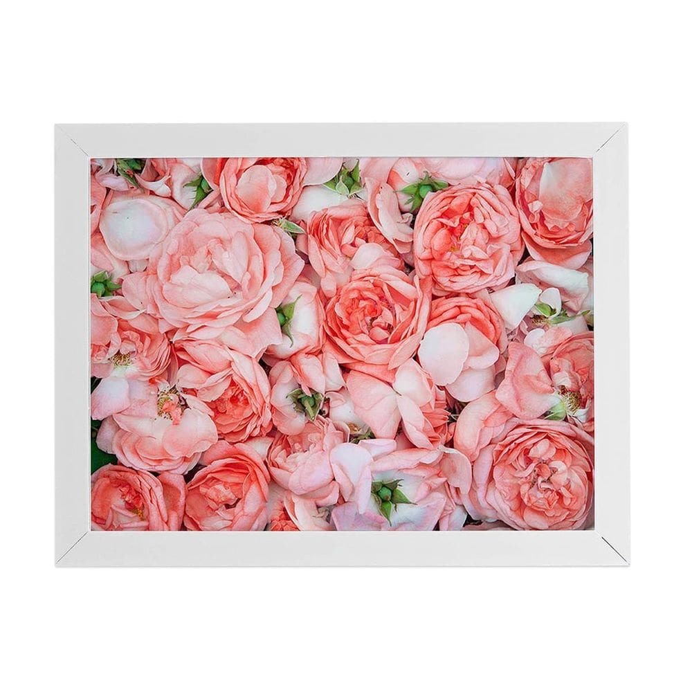 Quadro Rosas Flores Planta Decorativo Moldura Branca 60X40Cm