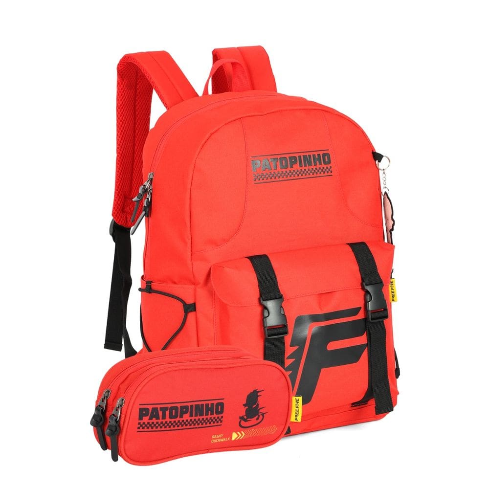 Mochila Costas Escolar FreeFire Batalha Real Estojo Duplo