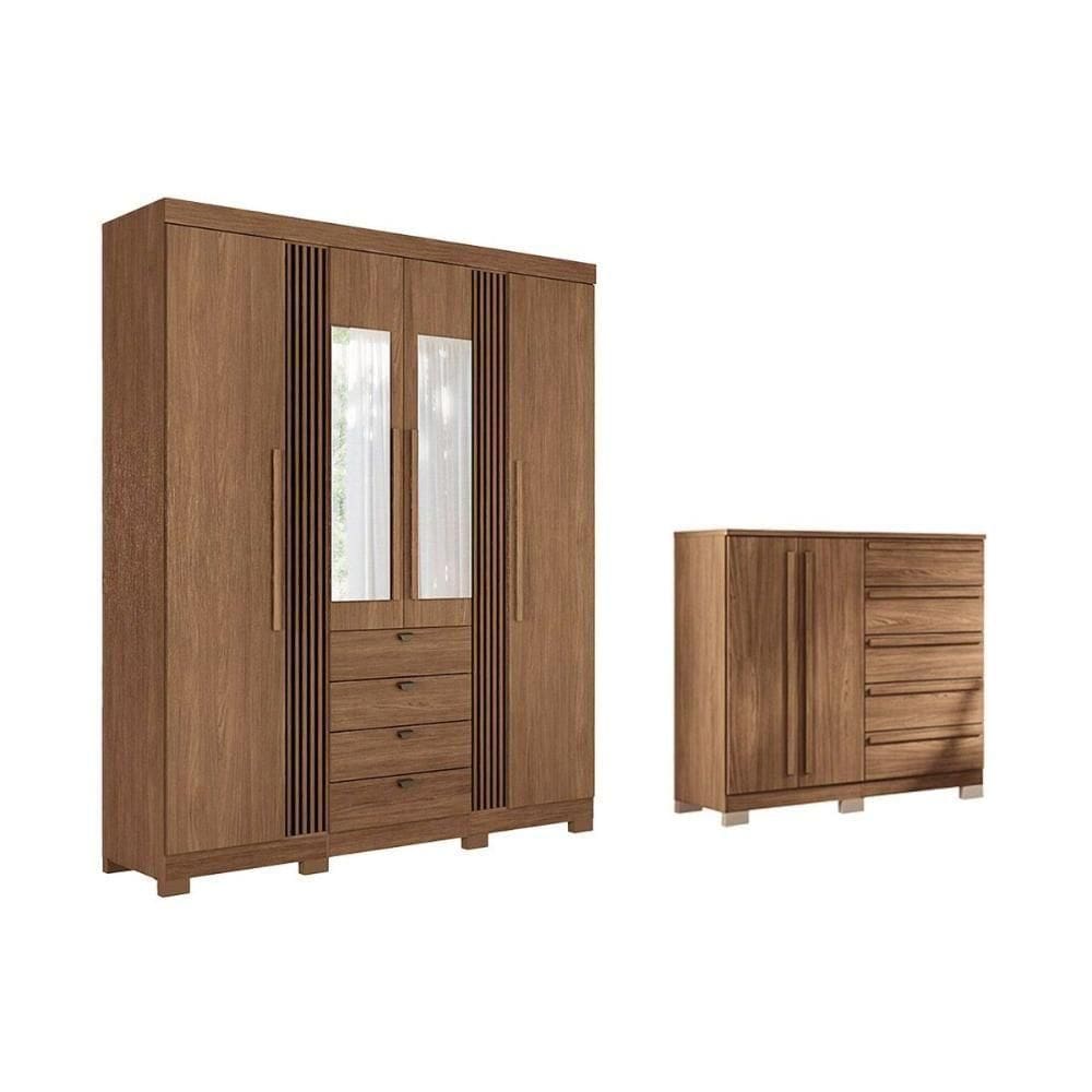 Guarda Roupa +cômoda 2 Peças Qc270 Jatobá - Santos Andirá