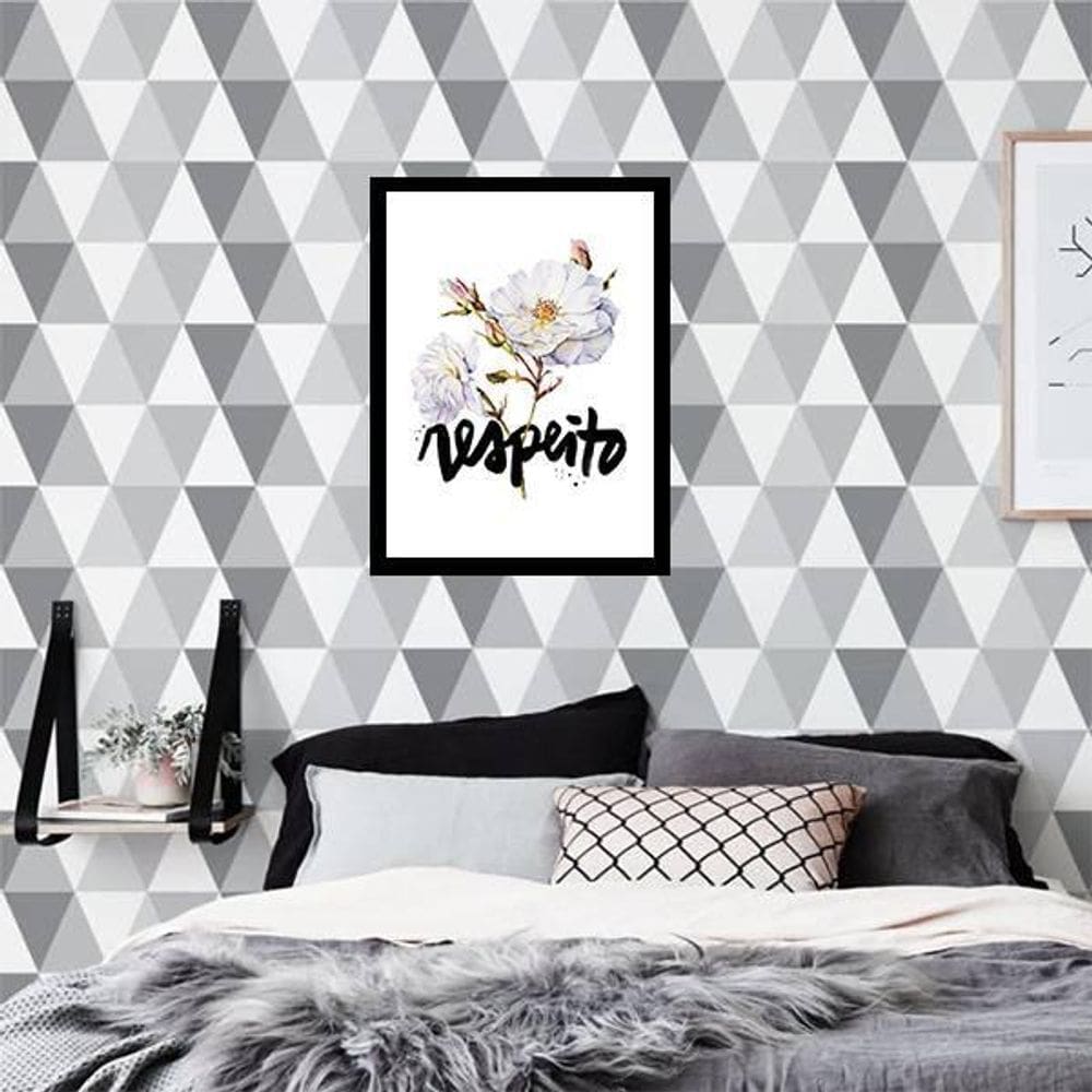 Quadro Palavra Respeito 24X18Cm - Com Vidro - Madeira Preta