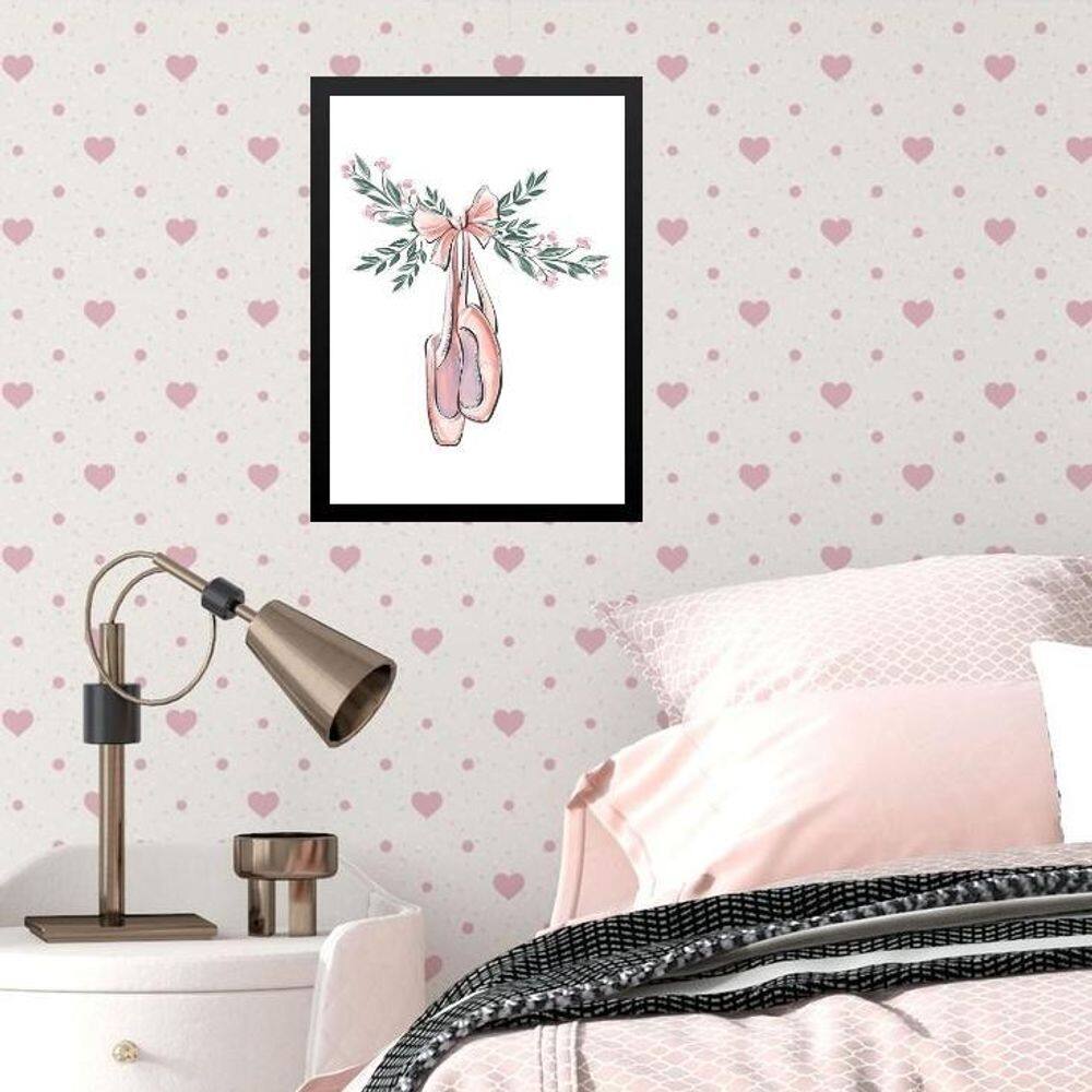 Quadro Infantil Minimalista Sapatilha Balé 33X24Cm - Vidro