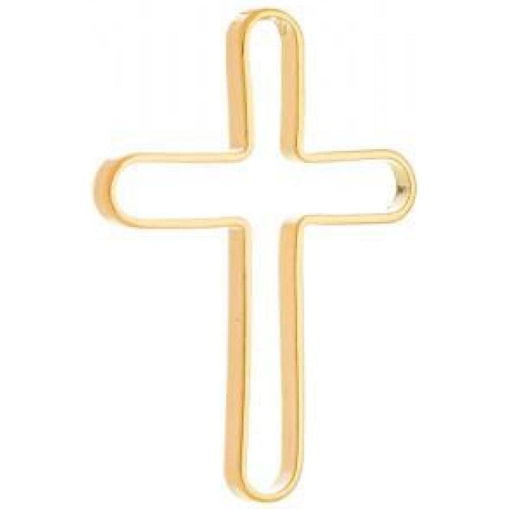 Brinco Cruz Lisa Vazada Banhada Ouro 18K