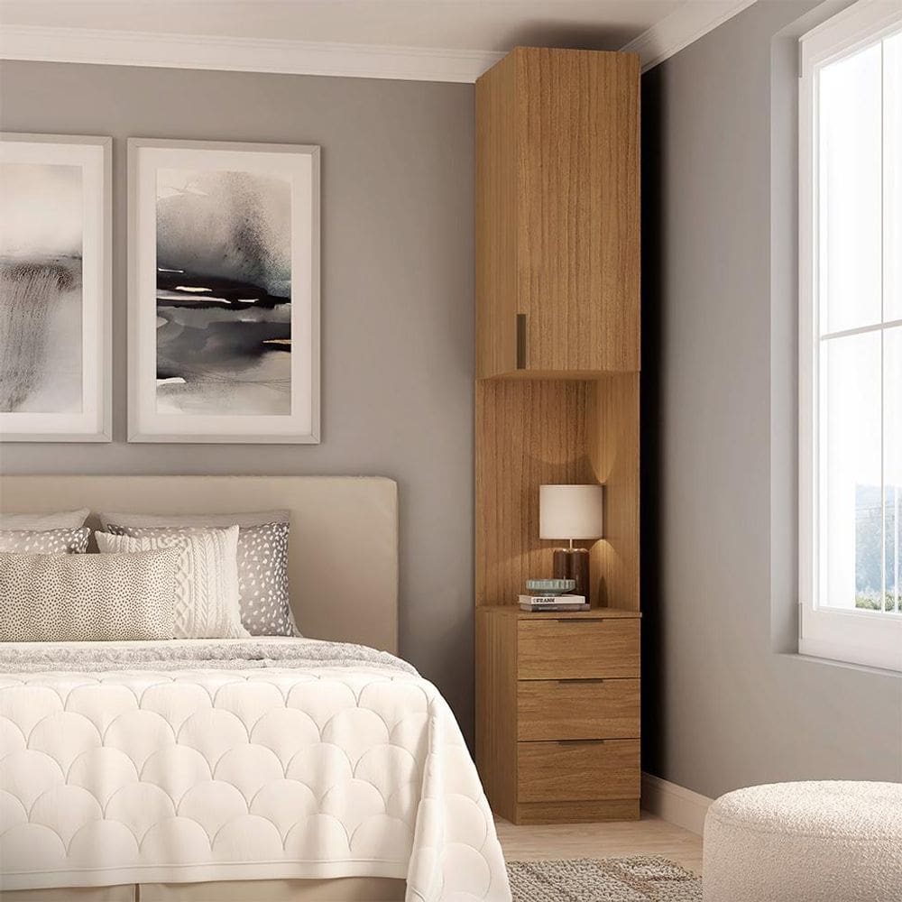 Guarda-Roupa Modulado Altezza Clean com Nicho 1 Porta 3 Gavetas Freijó