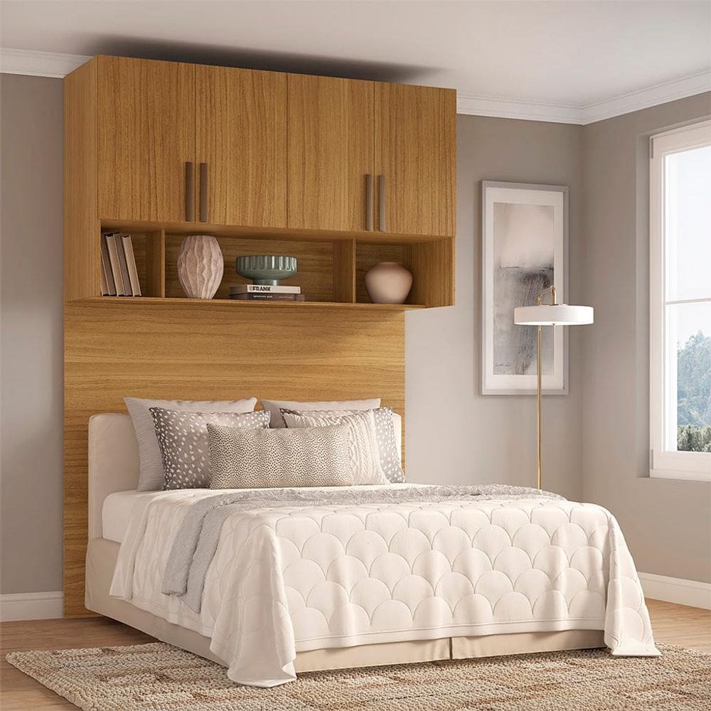 Guarda-Roupa Modulado Aéreo com Cabeceira Altezza Trend 4 Portas Freijó 150 cm