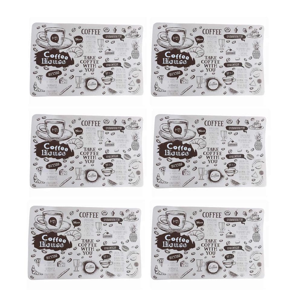 Jogo Americano Com 6Un Franca Coffee Impermeável Limpa Fácil