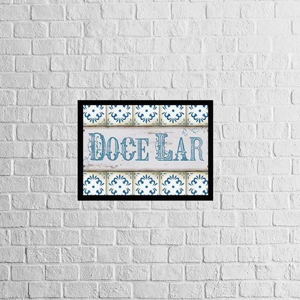 Quadro Envelhecido Doce Lar 45X34 Com Vidro Moldura Preta