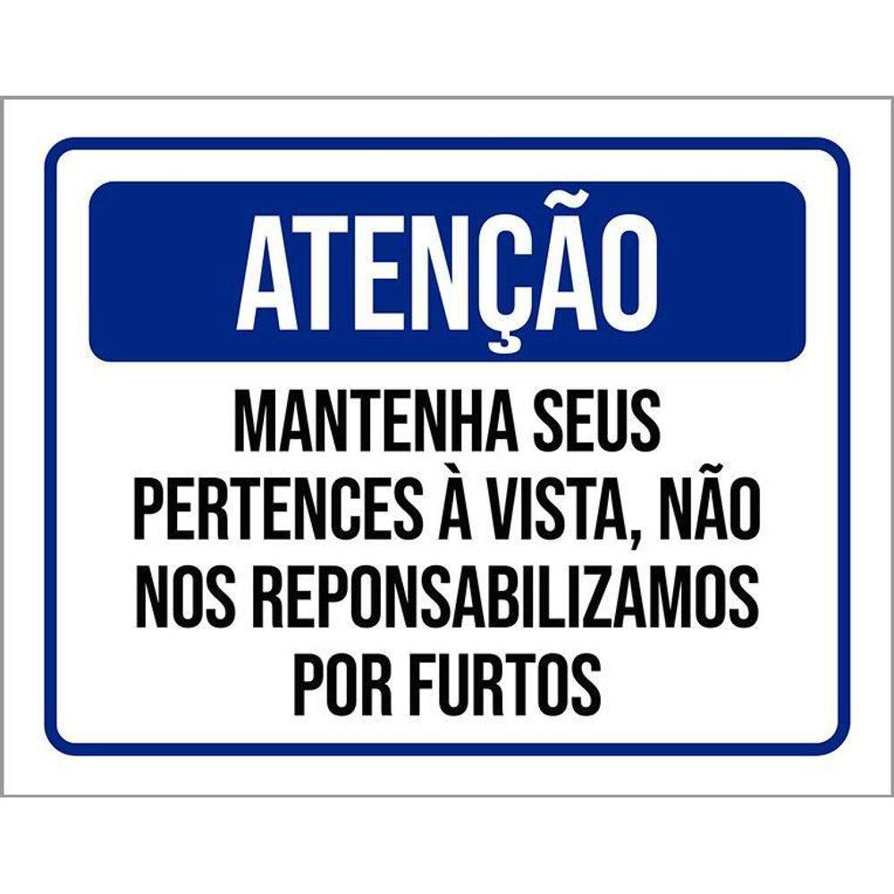 Placa Atenção Mantenha Seus Pertences Á Vista 36X46