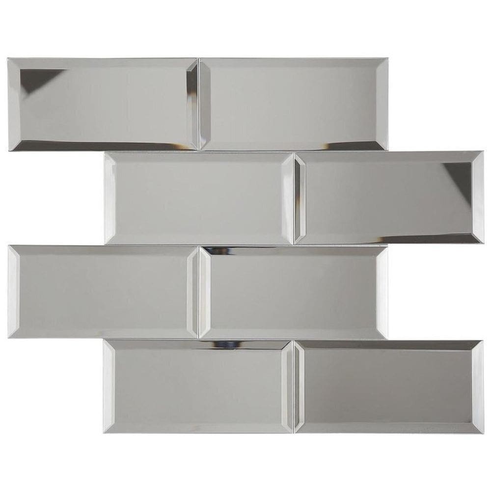 Kit 1m² Pastilha de Vidro Refletivo 37cm X 30cm Prata