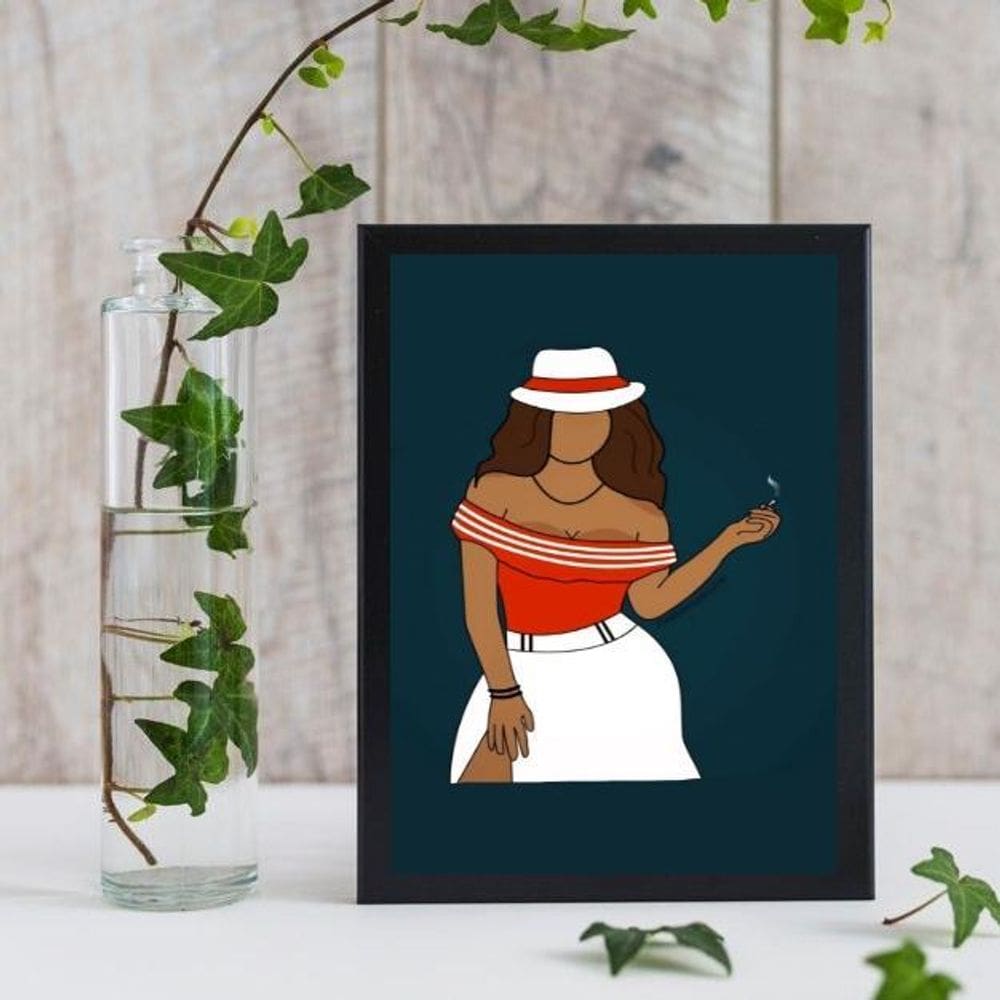 Quadro Maria Malandra 24x18cm - Moldura Branca com Vidro