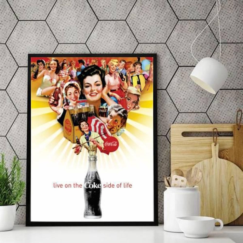 Quadro Decorativo Coca-Cola Garrafa E Mulheres