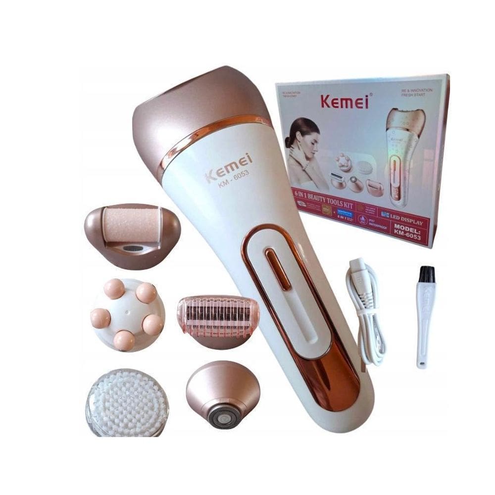 Depilador Elétrico 6 Em 1 Seco Molhado 2 Velocidade 5W Kemei