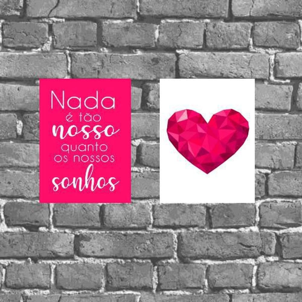 Kit 2 Placas Decorativas Nossos Sonhos 18X27Cm