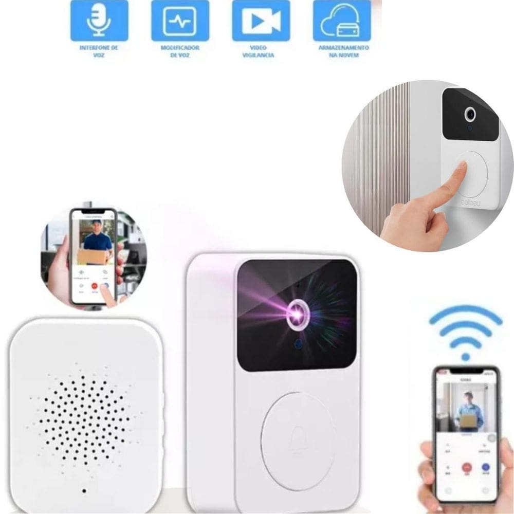 Campainha Inteligente Câmera Sem Fio Casa Comércio 110V/220V