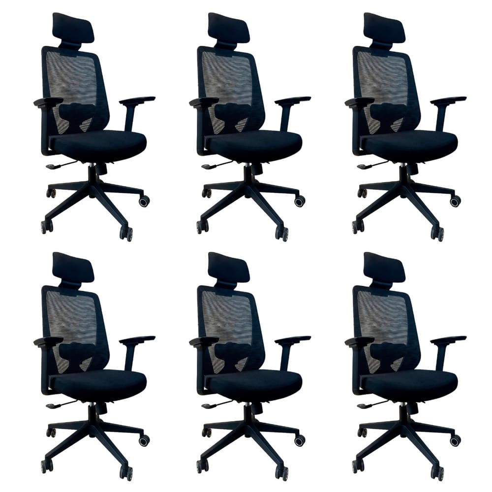 Kit 6 Cadeiras de Escritório Oficial Comfort Max NR17