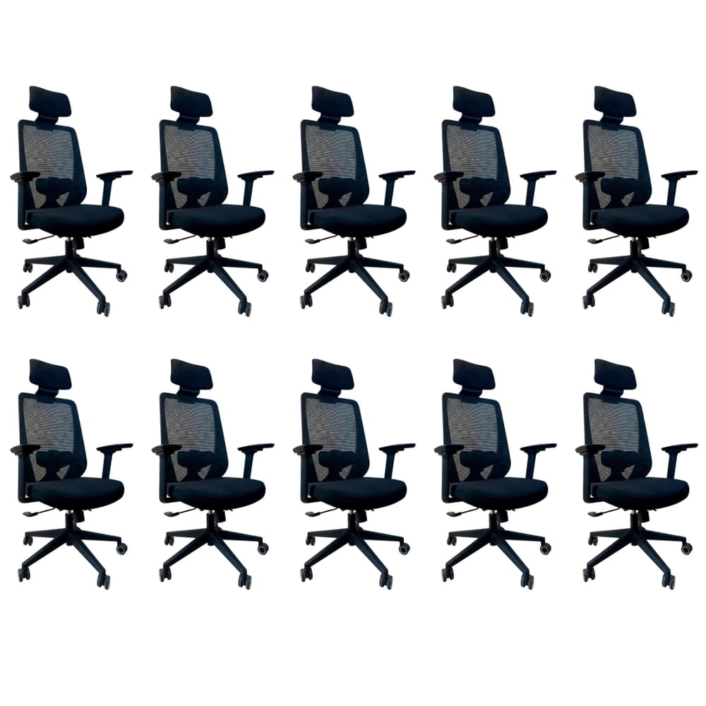 Kit 10 Cadeiras de Escritório Oficial Comfort Max NR17