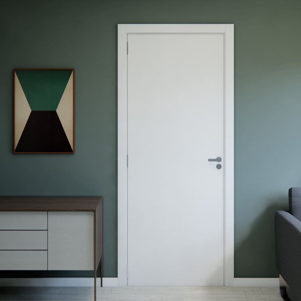 Kit Porta de Madeira Completa 213x64cm Batente 10 a 12,5cm Lado Esquerdo Branco