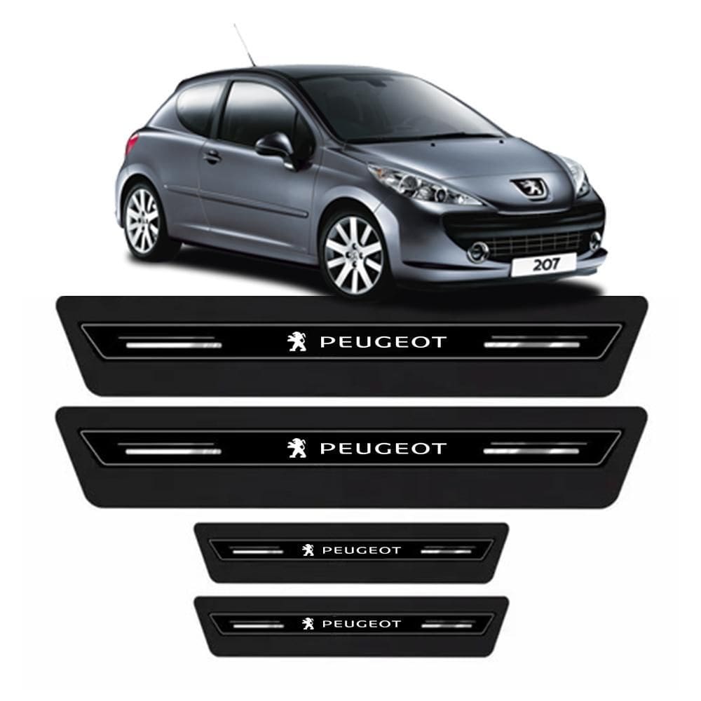 Soleira De Porta Peugeot Preto Platinum 8 Peças