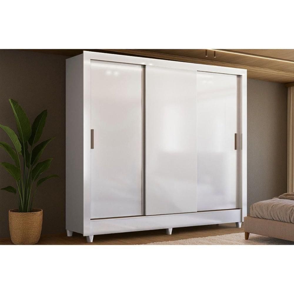 Guarda Roupa Casal Itália 3 Portas De Correr Branco Santos Andirá