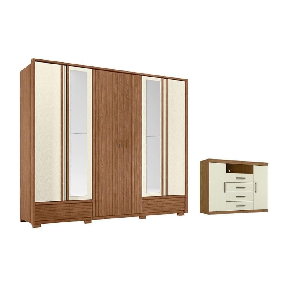 Guarda Roupa +1cômoda Qc537 Jatoba/areia - Santos Andirá