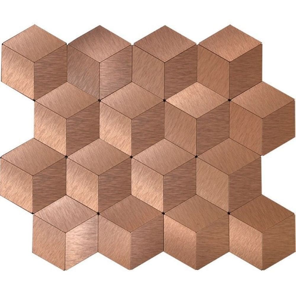 Kit 1m² Pastilha de Metal Autocolante 29cm X 29cm Bronze
