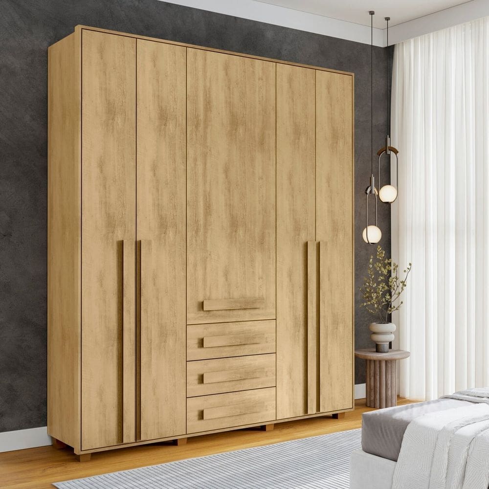Guarda-roupa Casal 5 Portas 3 Gavetas Las Vegas Cinamomo