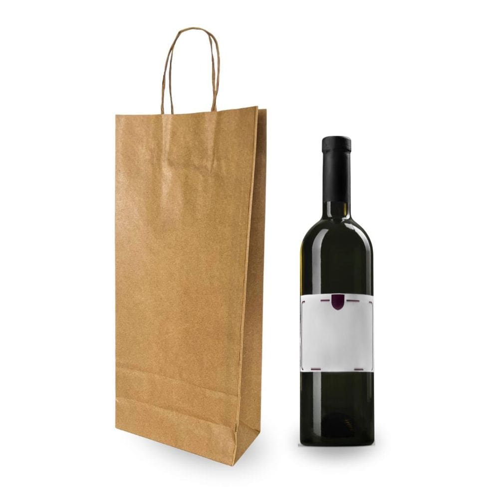 Sacola De Papel Kraft Lisa Garrafa De Vinho Bebidas 10 Un