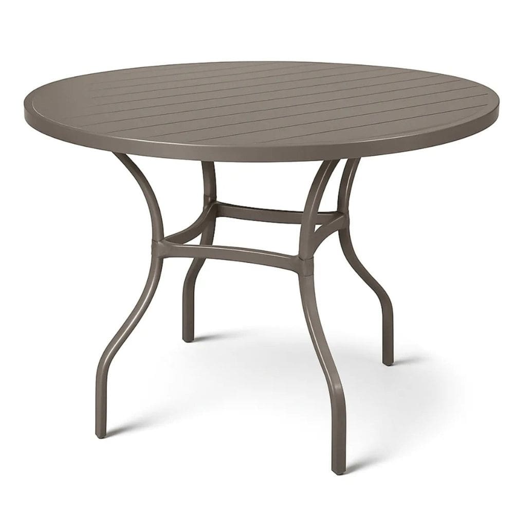 Mesa em Alumínio com Tampo Ripado com 100cm Pintura Eletrostática  Cinza