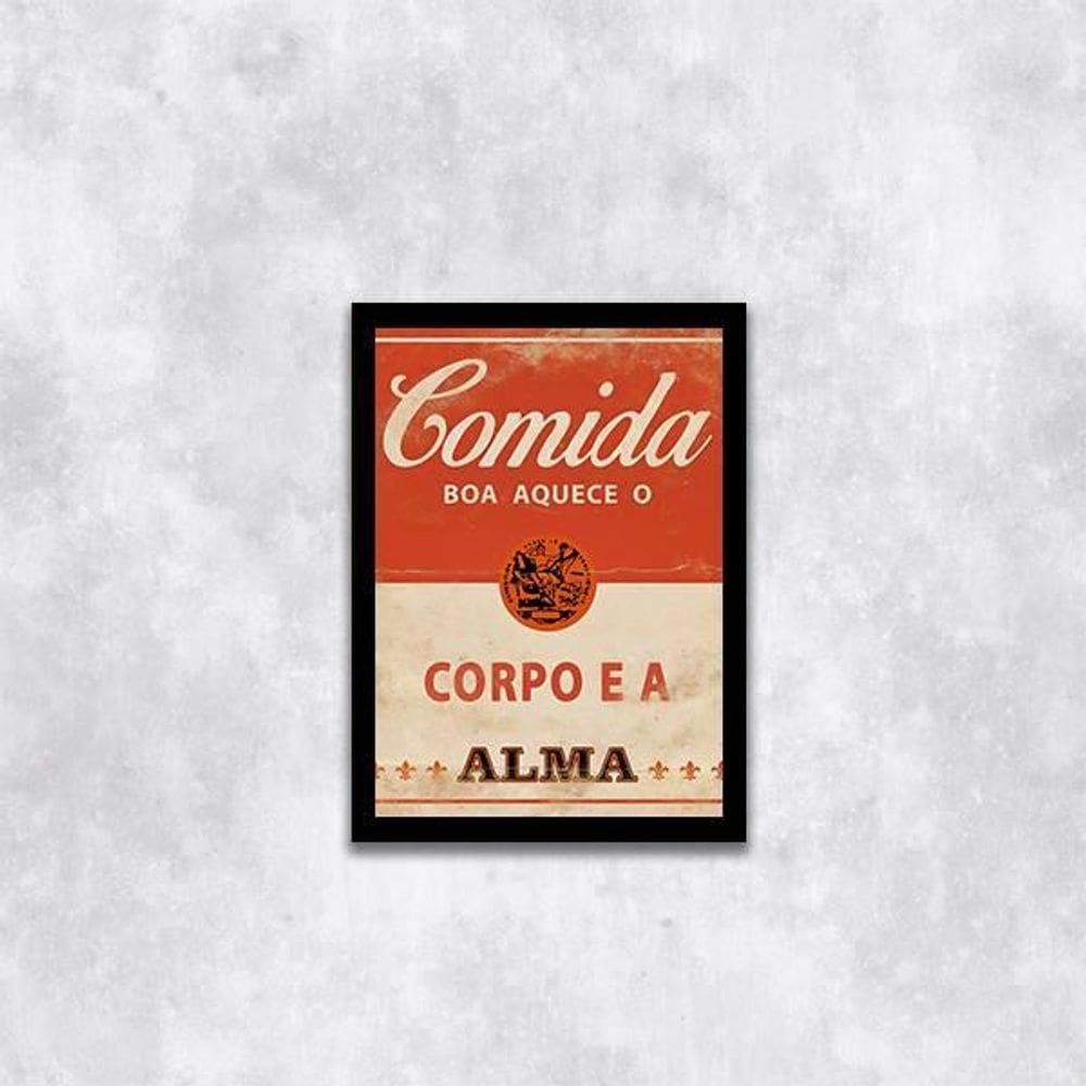 Quadro Comida Boa Aquece O Corpo E A Alma 33X24Cm Preta