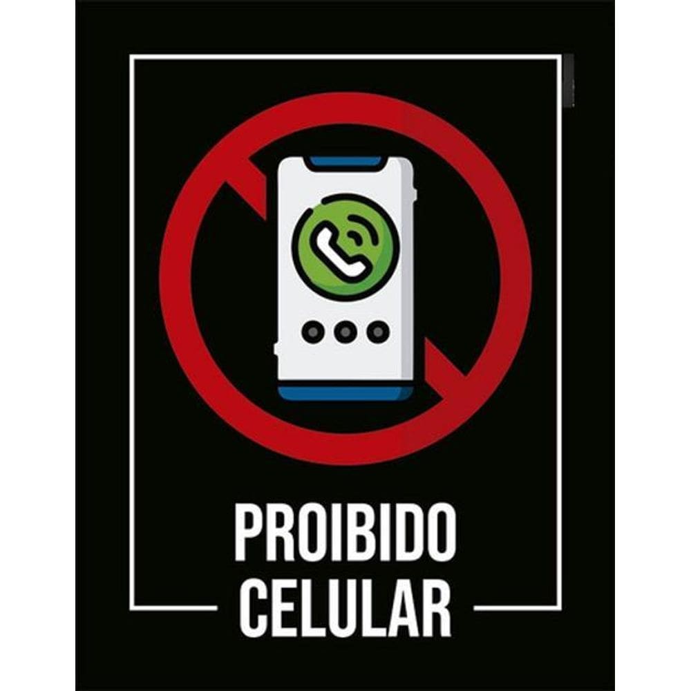 Kit 3 Placas Desenho - Proibido Celular
