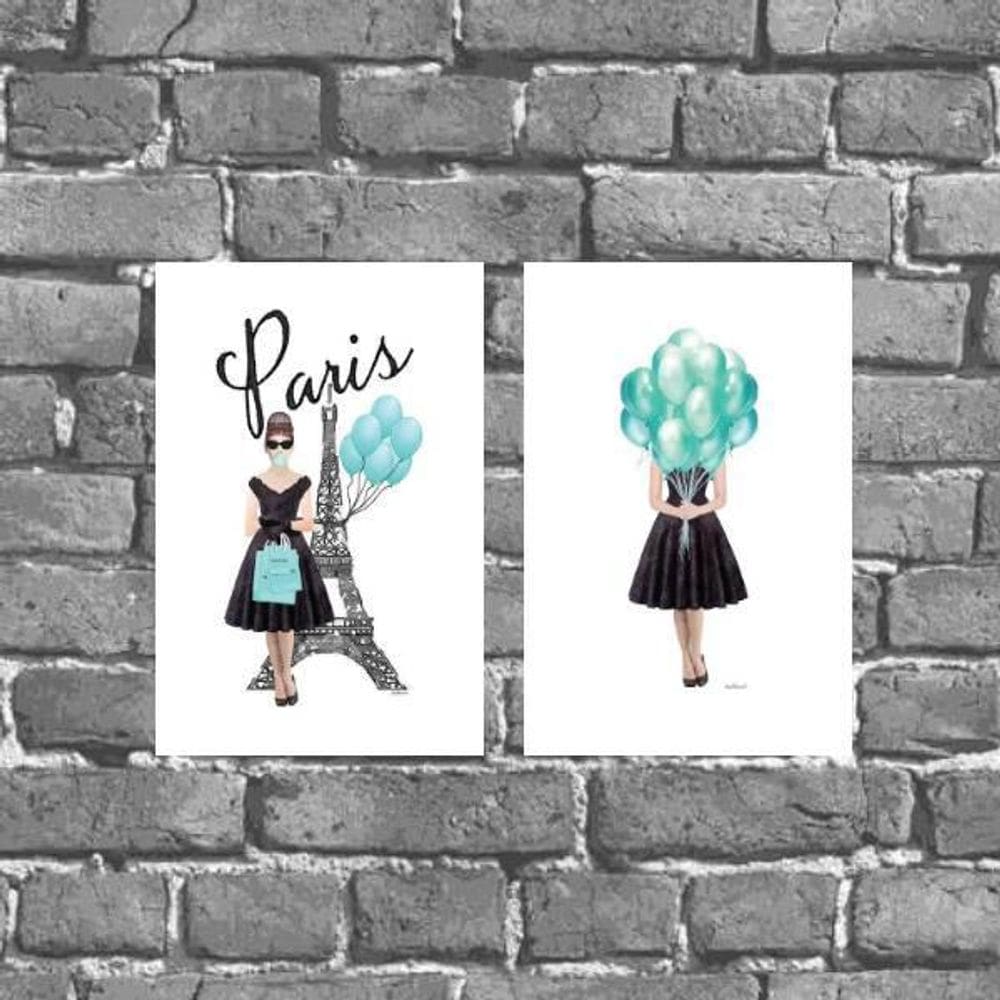 Kit 2 Placas Decorativas Paris Tiffany 18X27Cm