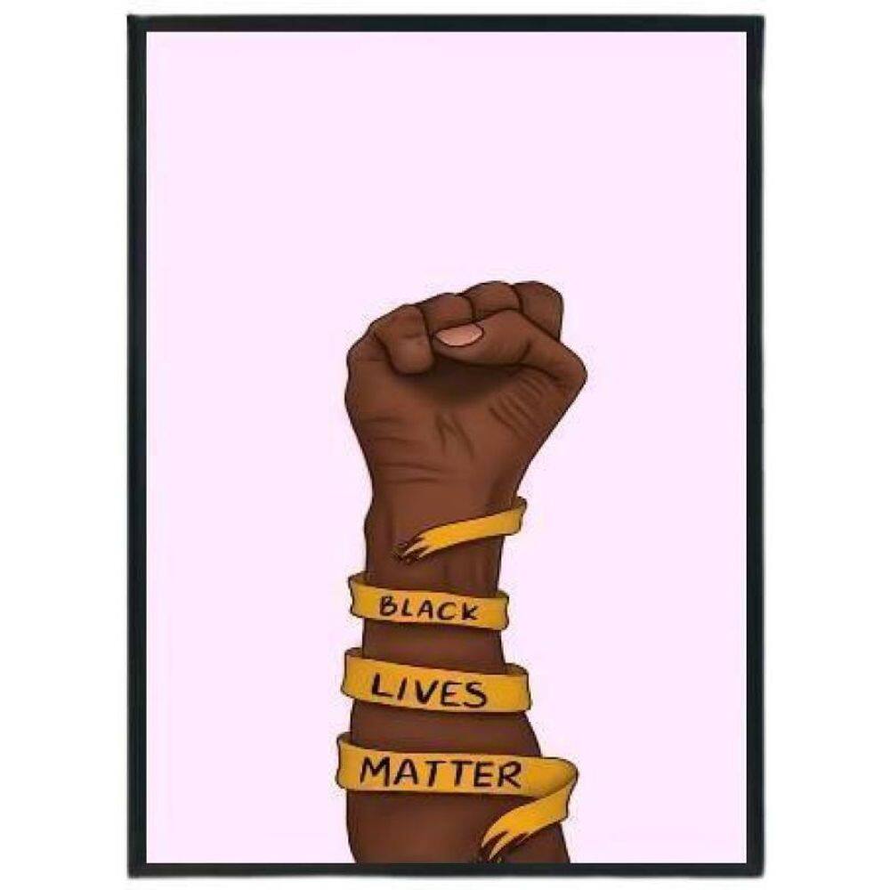 Quadro Decorativo Black Lives Matter Moldura Preta 24X18Cm