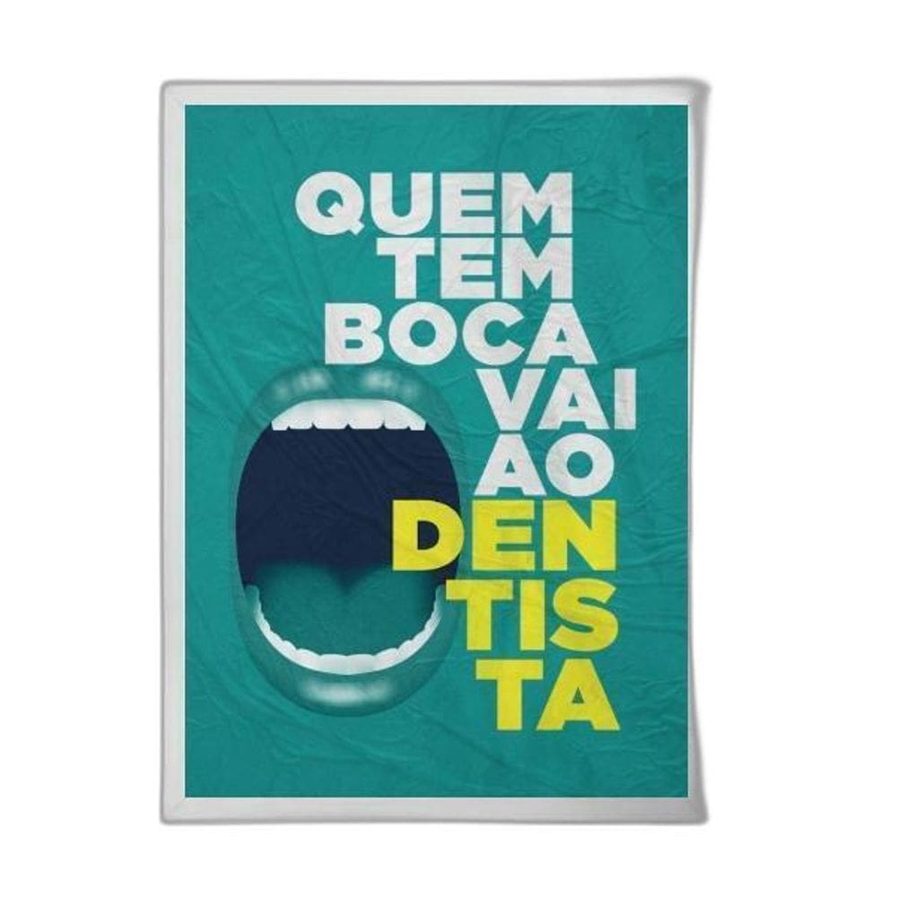 Quadro Quem Tem Boca Vai Ao Dentista 24X18Cm Vidro Branca