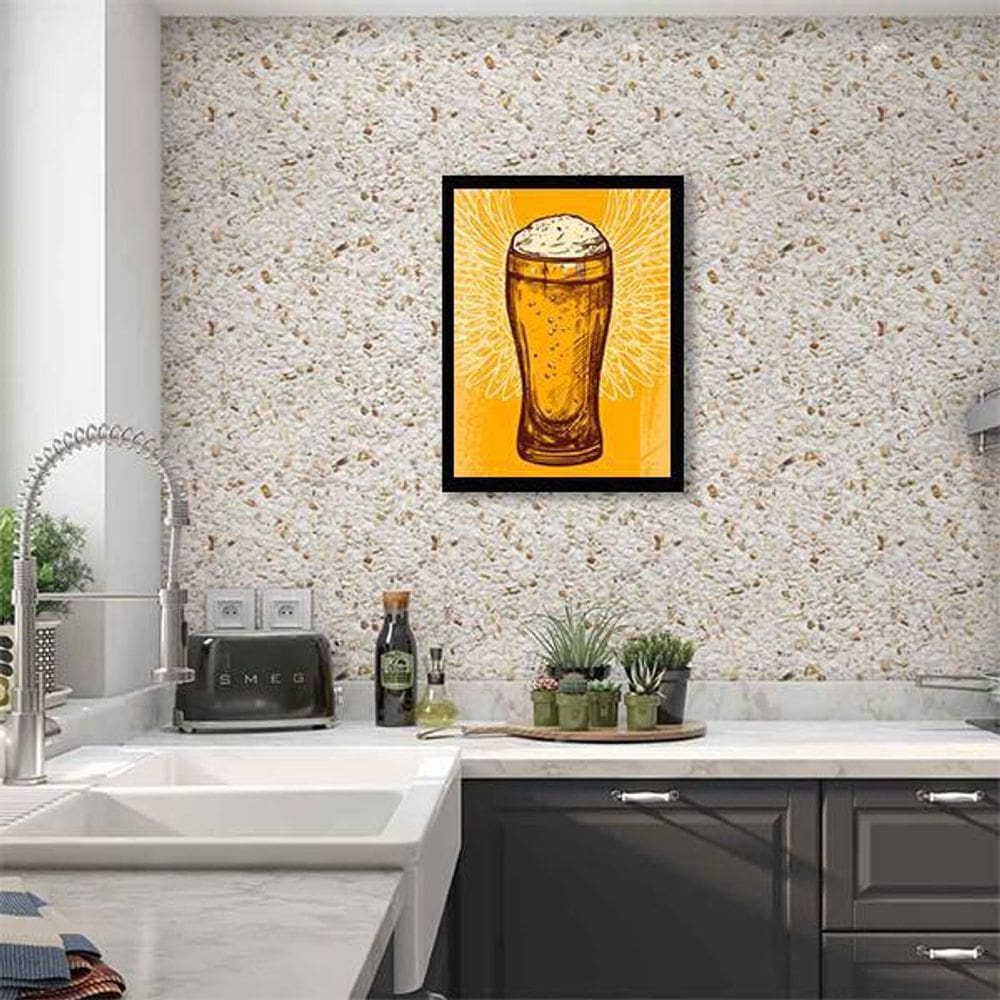 Quadro Decorativo Copo De Cerveja Com Asas 45x34cm