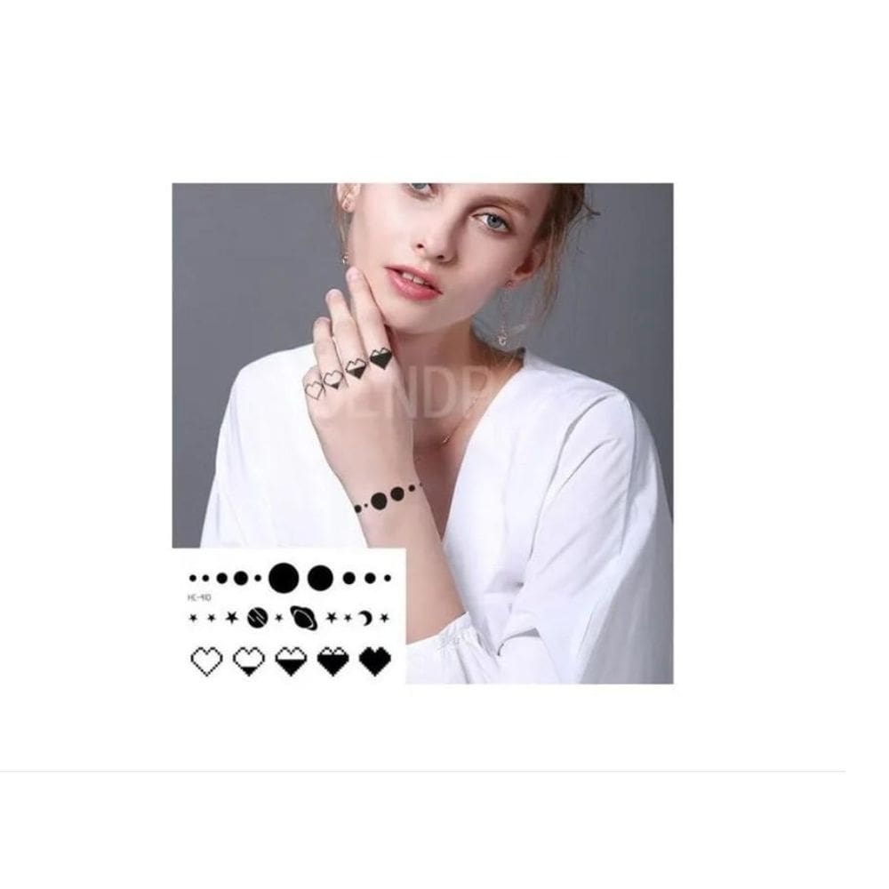 Tatuagem Temporária Delicada Cartela Dedos Rosto Mãos