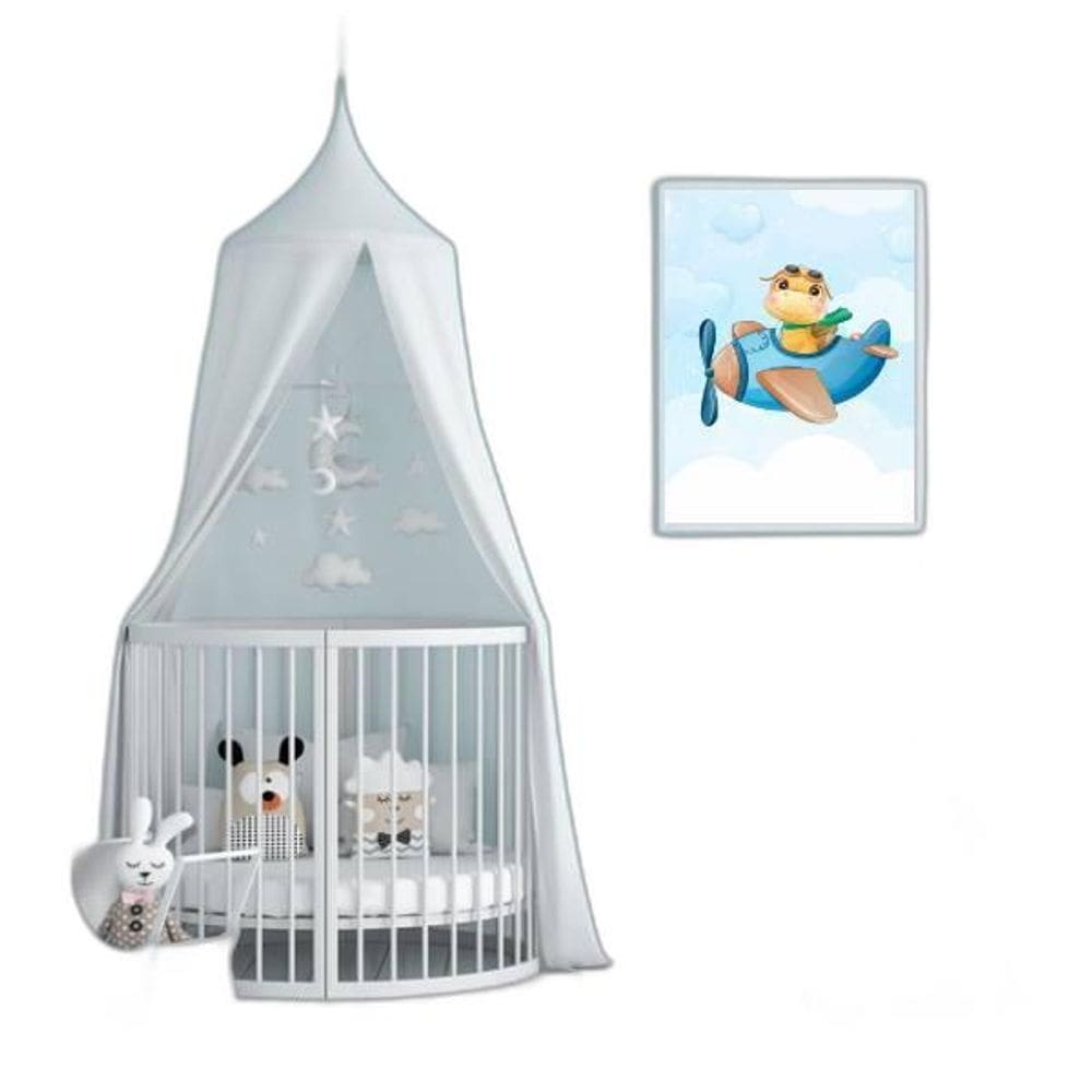 Quadro Dinossaurinho Fofo Avião 24X18Cm Branca