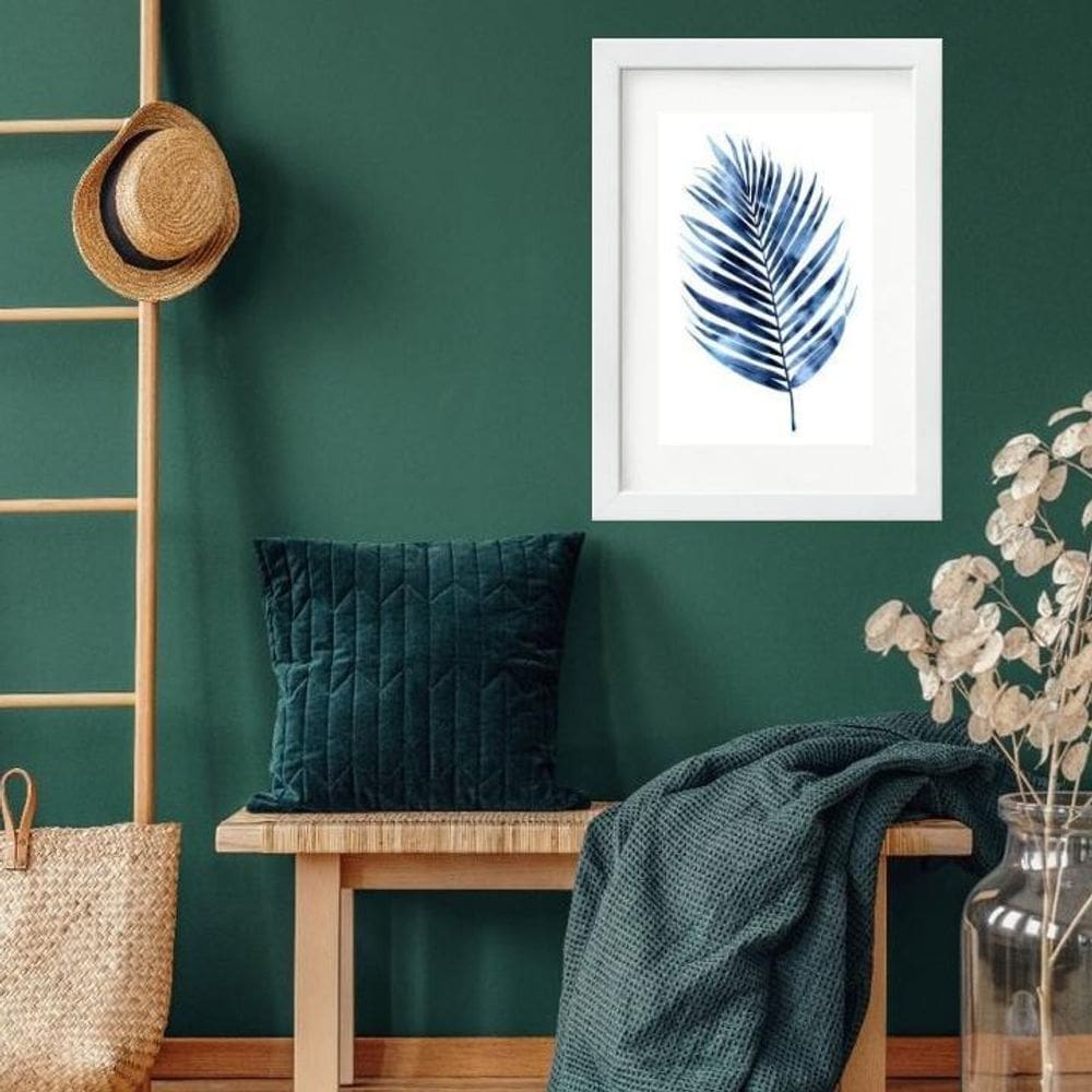 Quadro Folha Palmeira Azul - 60X48Cm
