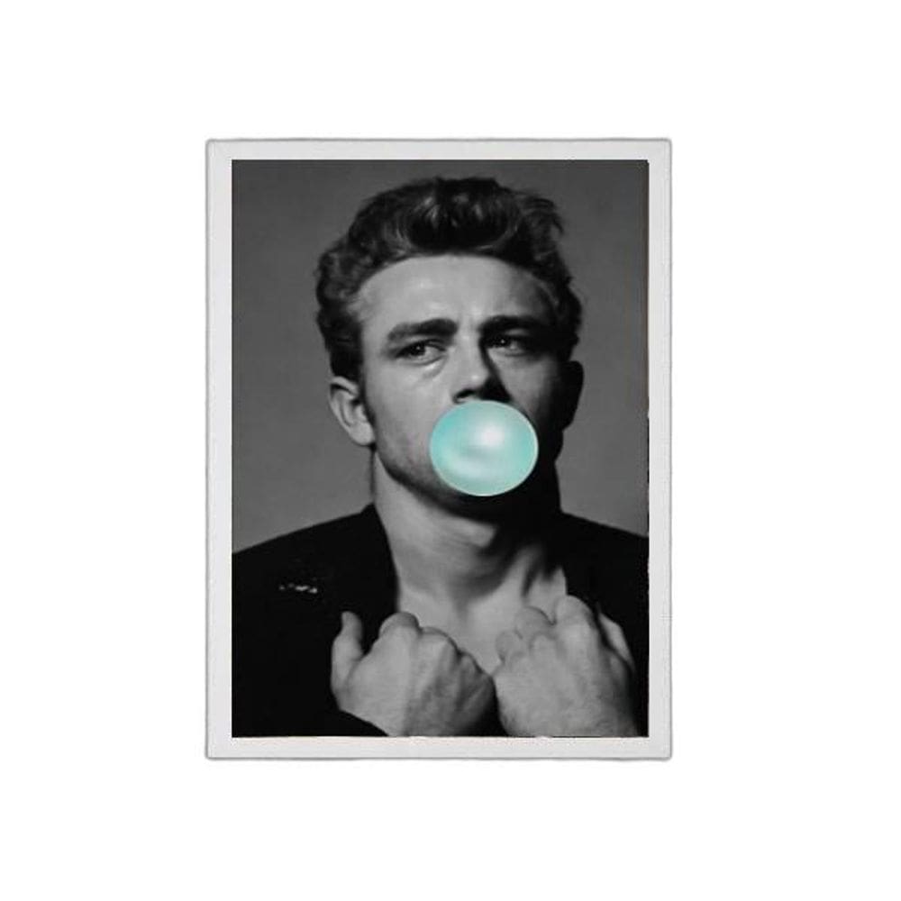 Quadro James Dean Bubble Gum 45X34Cm C/Vidro Madeira Branca