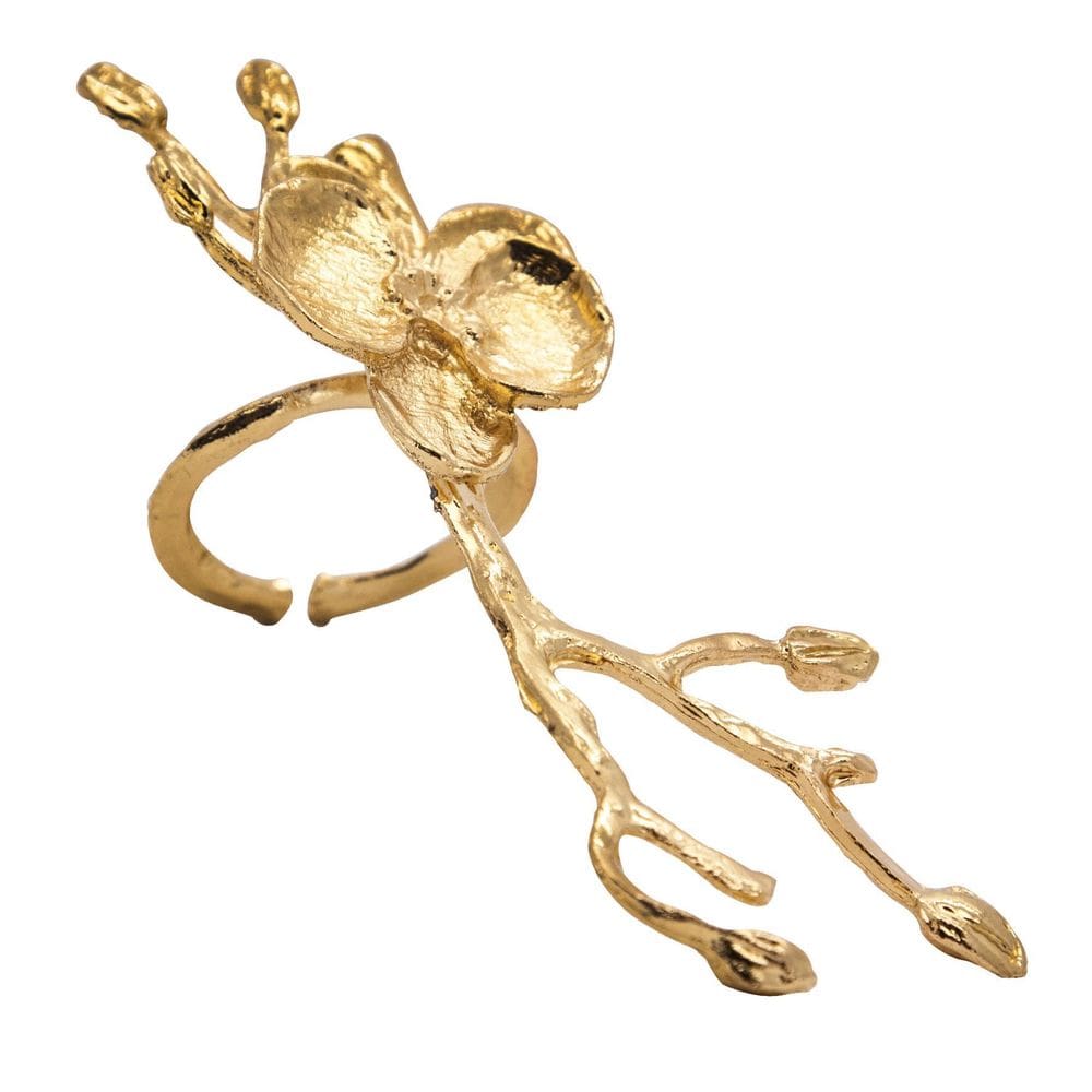 Jogo 6 Anéis De Guardanapo Luxo Flor Dourado - Ag1824Do