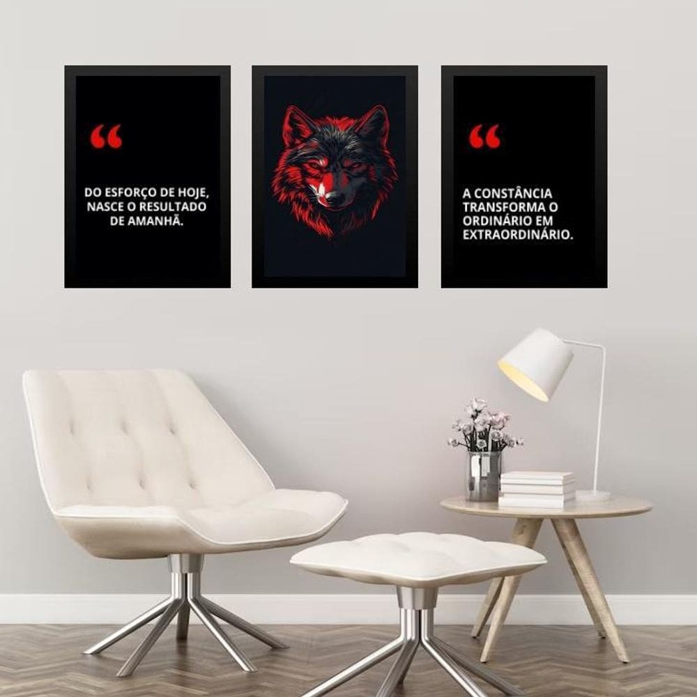 Kit 3 Quadros Motivacionais Empresa Esforço Resultado