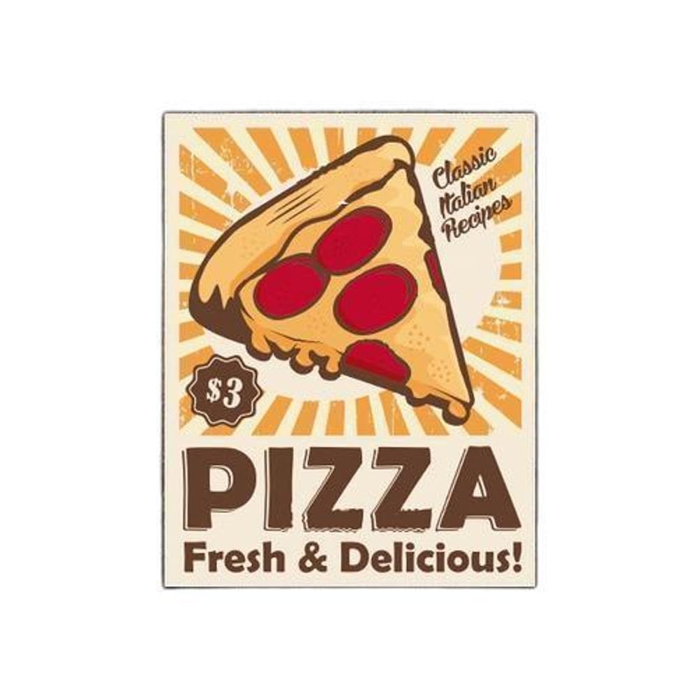 Kit 5 Placas Decorativa Padaria - Pizza Fresh Delicious