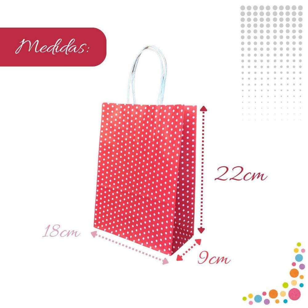 Sacola Papel Kraft Para Presente Produtos Bolinhas 18X9X22Cm