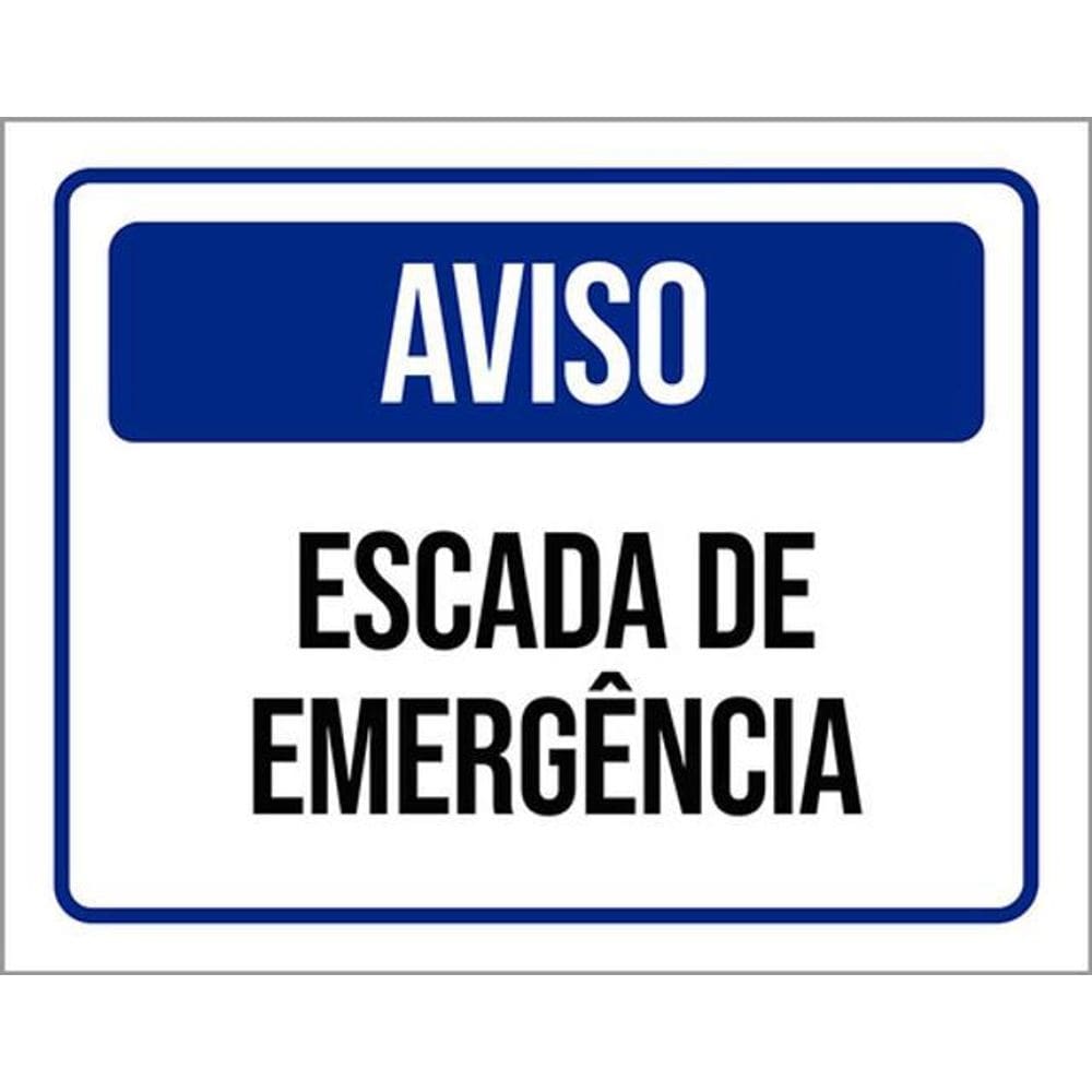Kit 10 Placas De Aviso Escada De Emergência 36X46