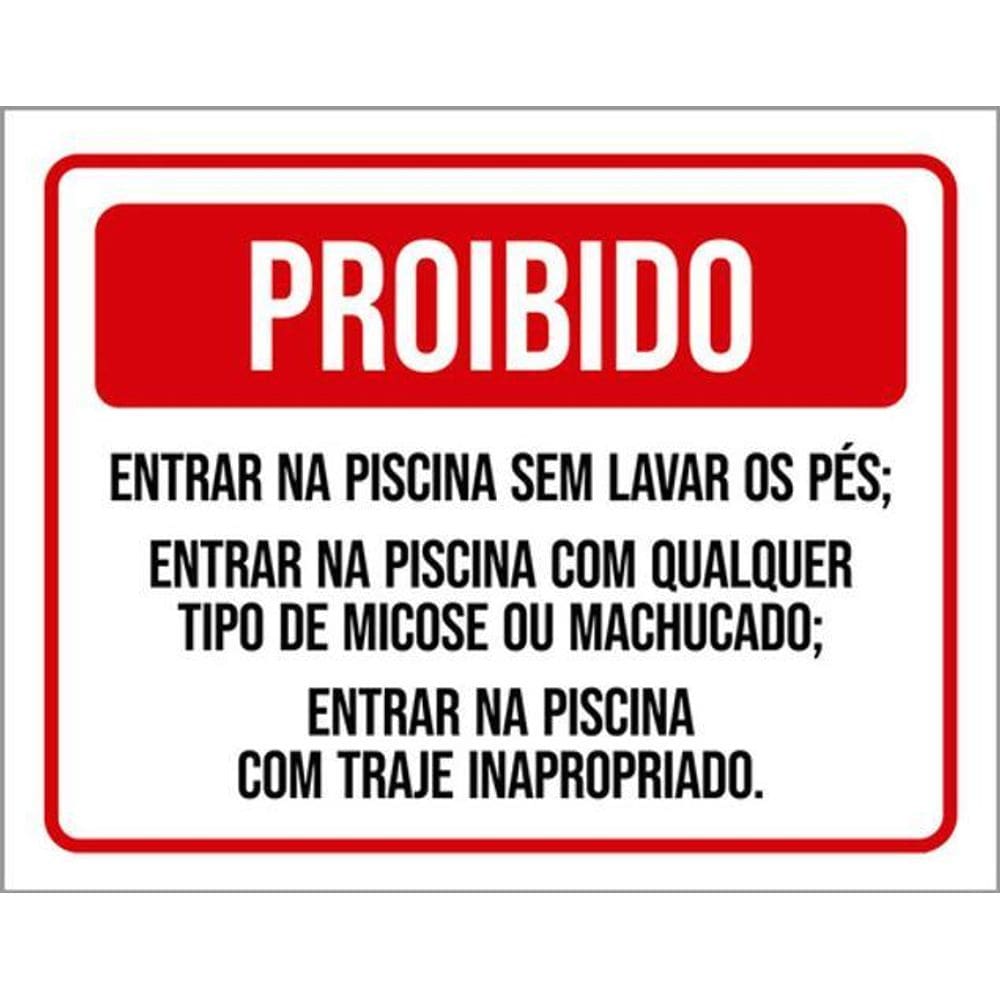 Kit 3 Placas Proibido Entrar Sem Lavar Pés Micose Machucado