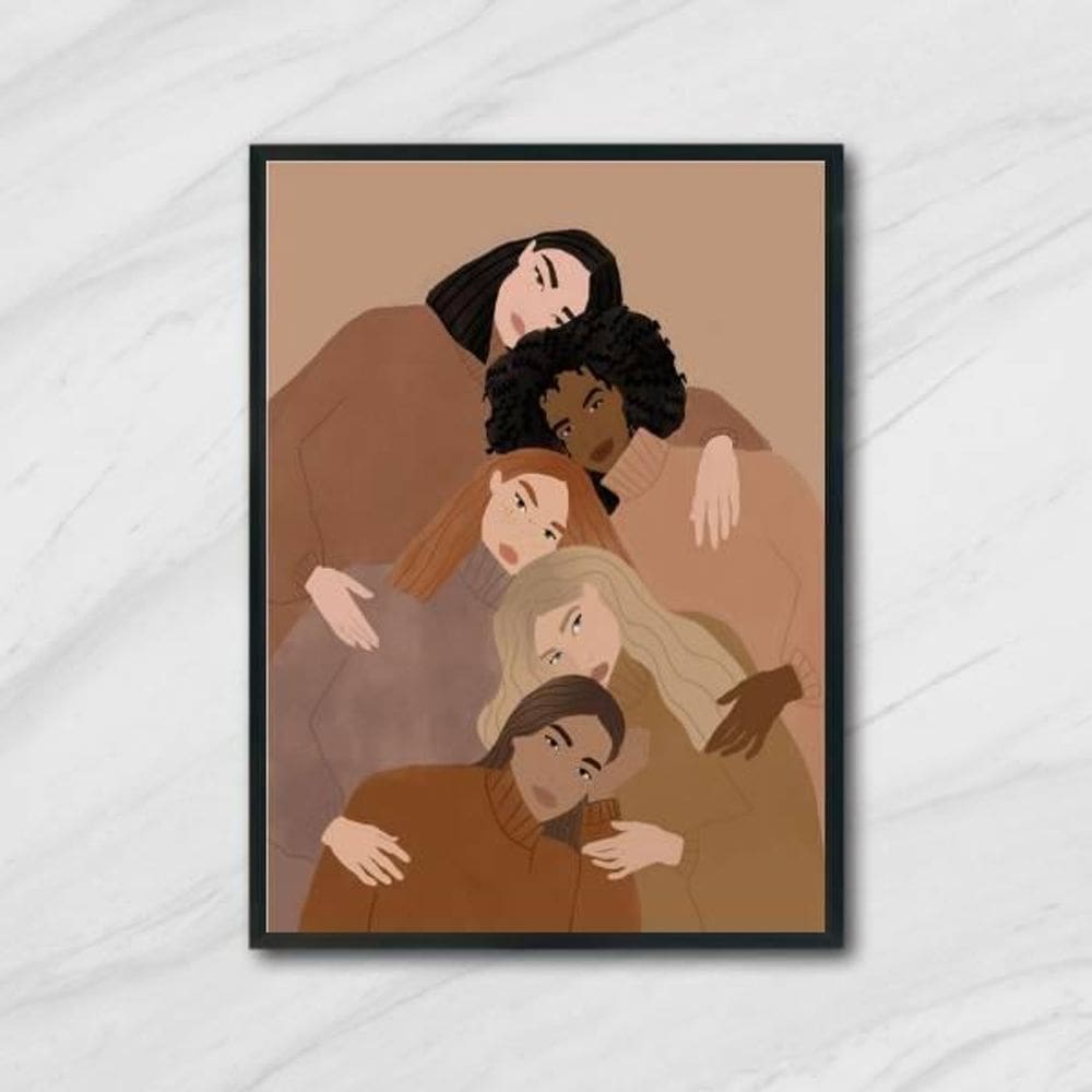 Quadro Mulheres Unidas Não Serão Vencidas 33X24Cm Preta