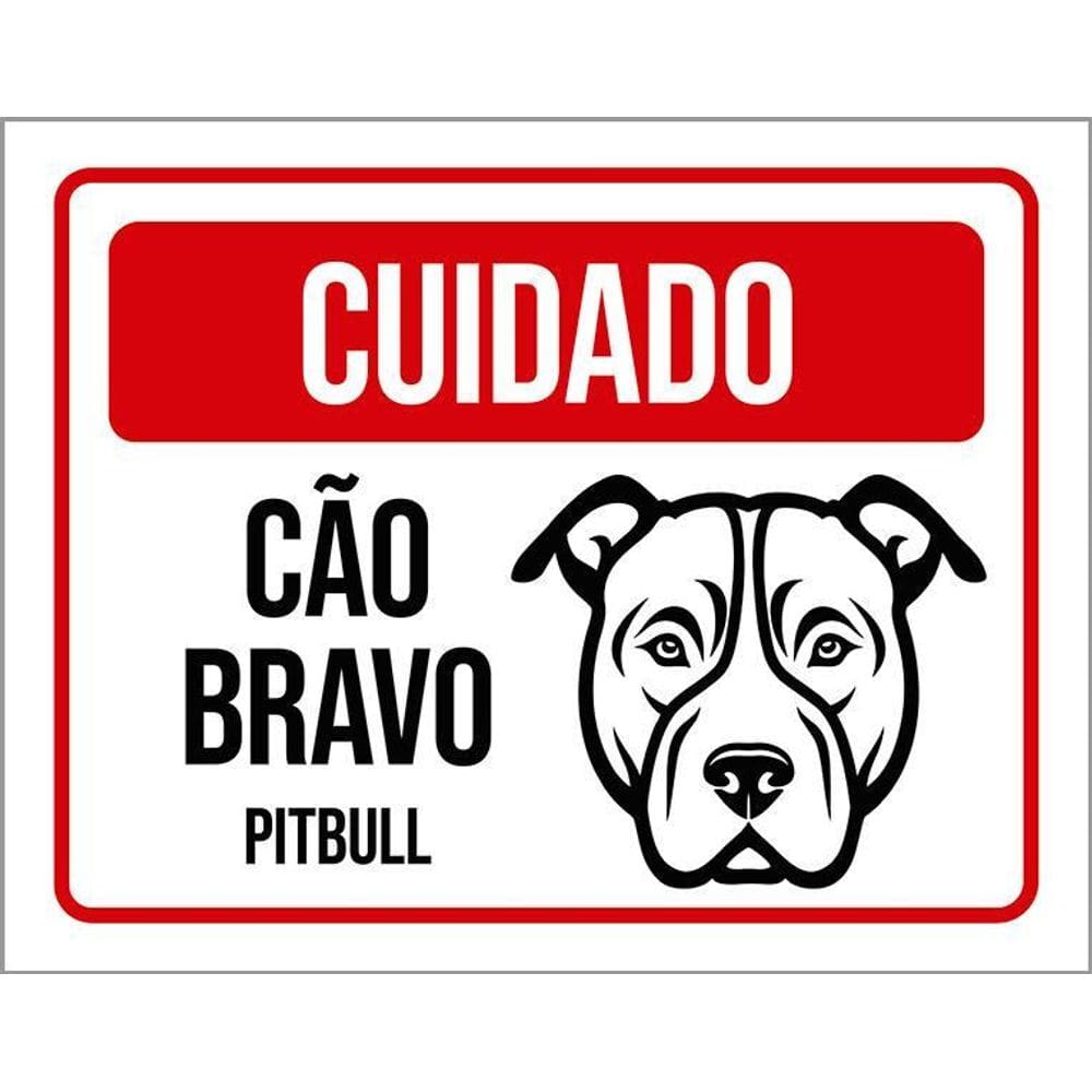 Placa Cuidado Cão Cachorro Bravo Pitbull 36X46