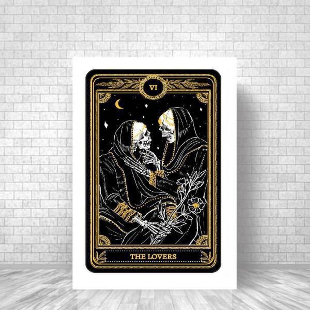 Quadro Decorativo Carta Tarot The Lovers 45X34Cm - Branca